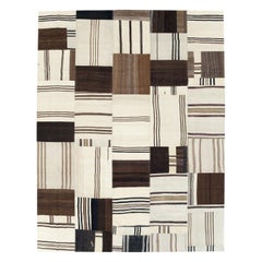 Tappeto contemporaneo fatto a mano in stile Kilim Patchwork turco a tessitura piatta, per una stanza di dimensioni ridotte