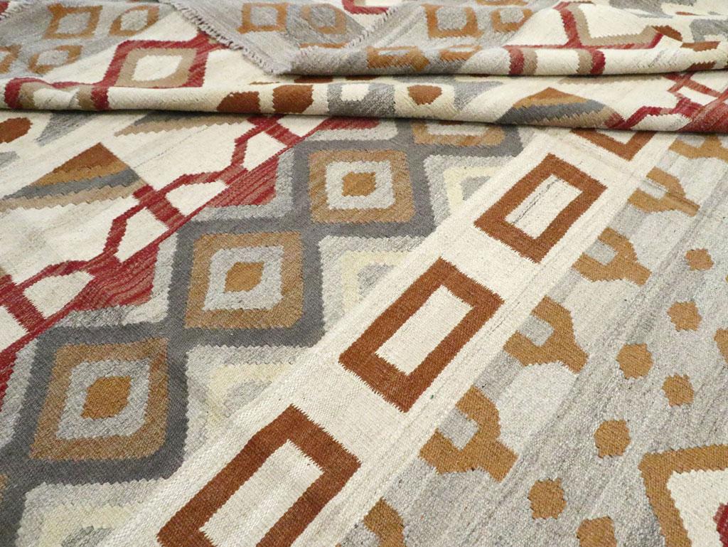 Contemporary Handmade Turkish Flatweave Kilim Room Size Carpet For Sale 4