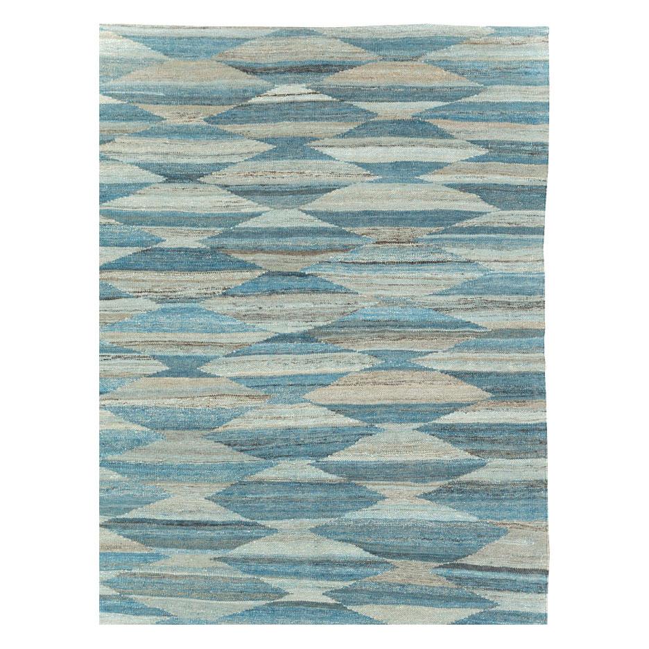 A contemporary Turkish flatweave Kilim room size carpet handmade during the 21st century.

Measures: 9' 2