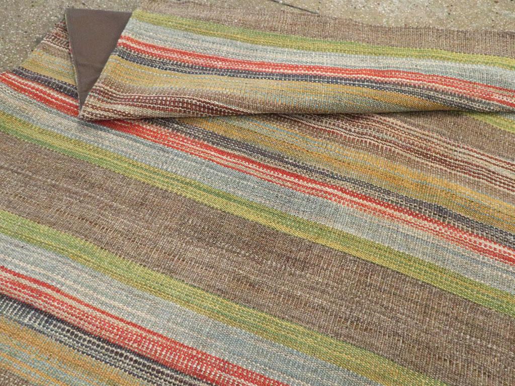 Contemporary Handmade Turkish Flatweave Kilim Small Room Size Carpet For Sale 4