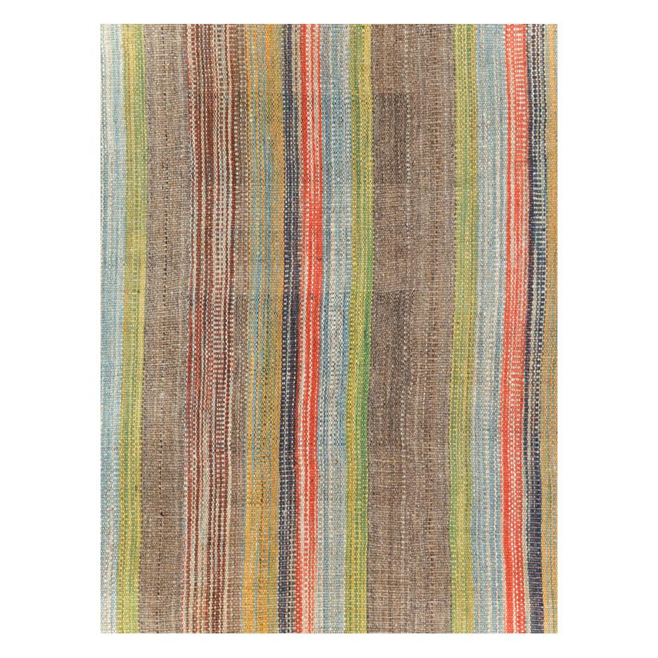 A contemporary Turkish flatweave Kilim small room size carpet handmade during the 21st century.

Measures: 8' 1