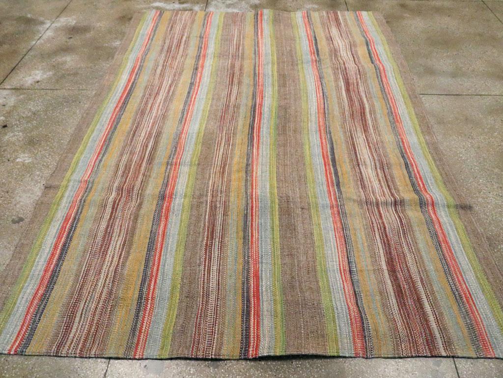 Hand-Woven Contemporary Handmade Turkish Flatweave Kilim Small Room Size Carpet For Sale