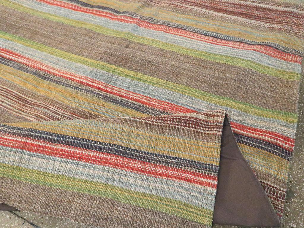 Contemporary Handmade Turkish Flatweave Kilim Small Room Size Carpet For Sale 3