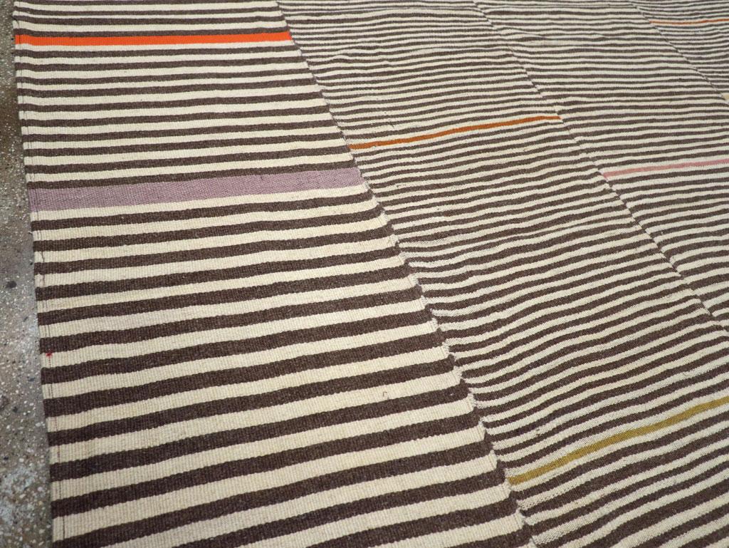 Tribal Contemporary Handmade Turkish Flatweave Kilim Square Room Size Carpet For Sale
