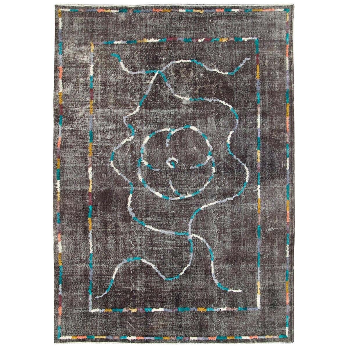 Contemporary Handmade Turkish Folk Rug with a Distressed Appeal in ...
