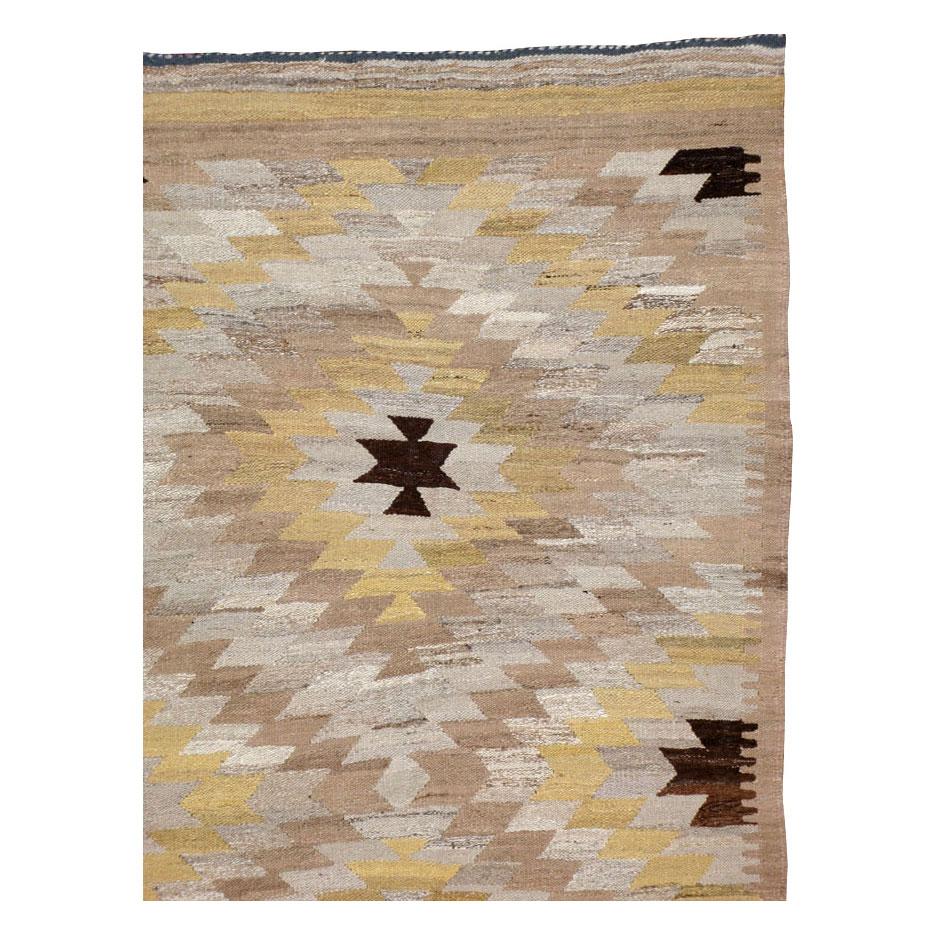 Hand-Woven Contemporary Handmade Turkish Kilim Flatweave Room Size Rug For Sale