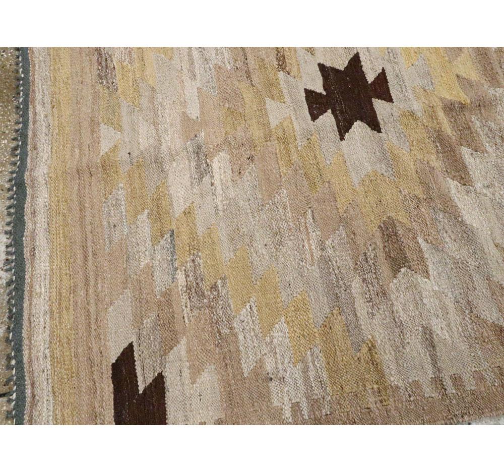 Contemporary Handmade Turkish Kilim Flatweave Room Size Rug For Sale 1