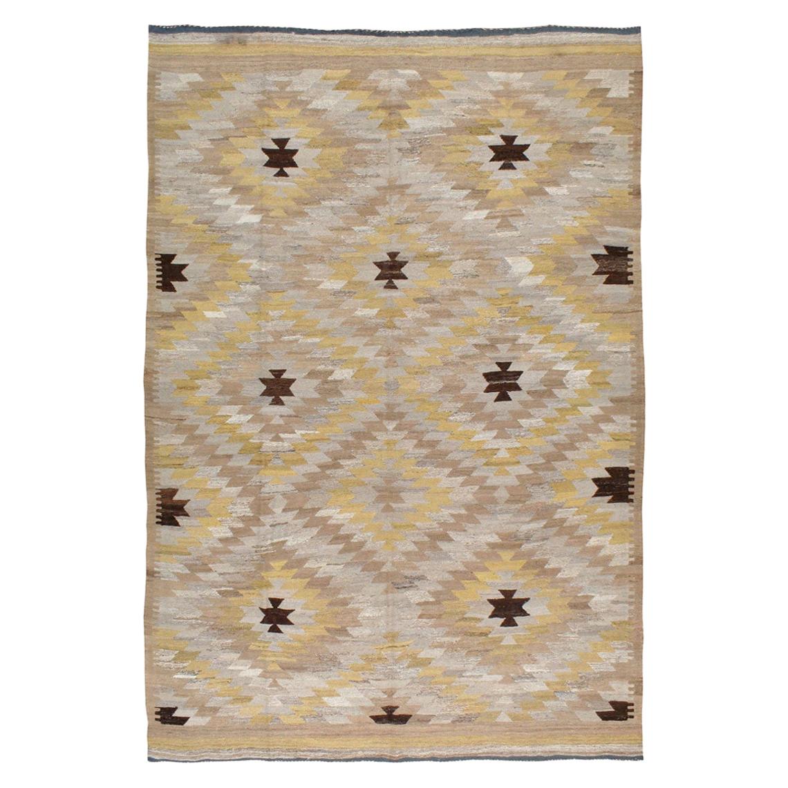 Zeitgenössischer handgefertigter türkischer Flachgewebe-Teppich aus Kelim in Zimmergröße