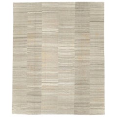 Contemporary Handmade Turkish Large Room Size Rug in Beige Linen