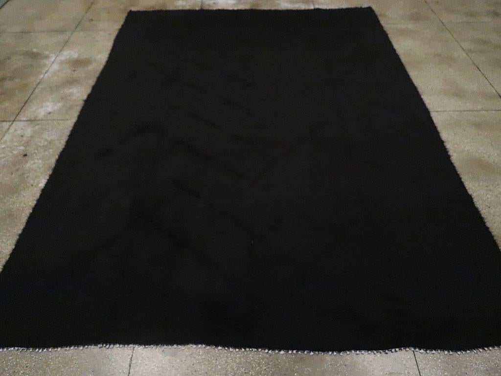 Hand-Knotted Contemporary Handmade Turkish Mohair Room Size Carpet in Black For Sale