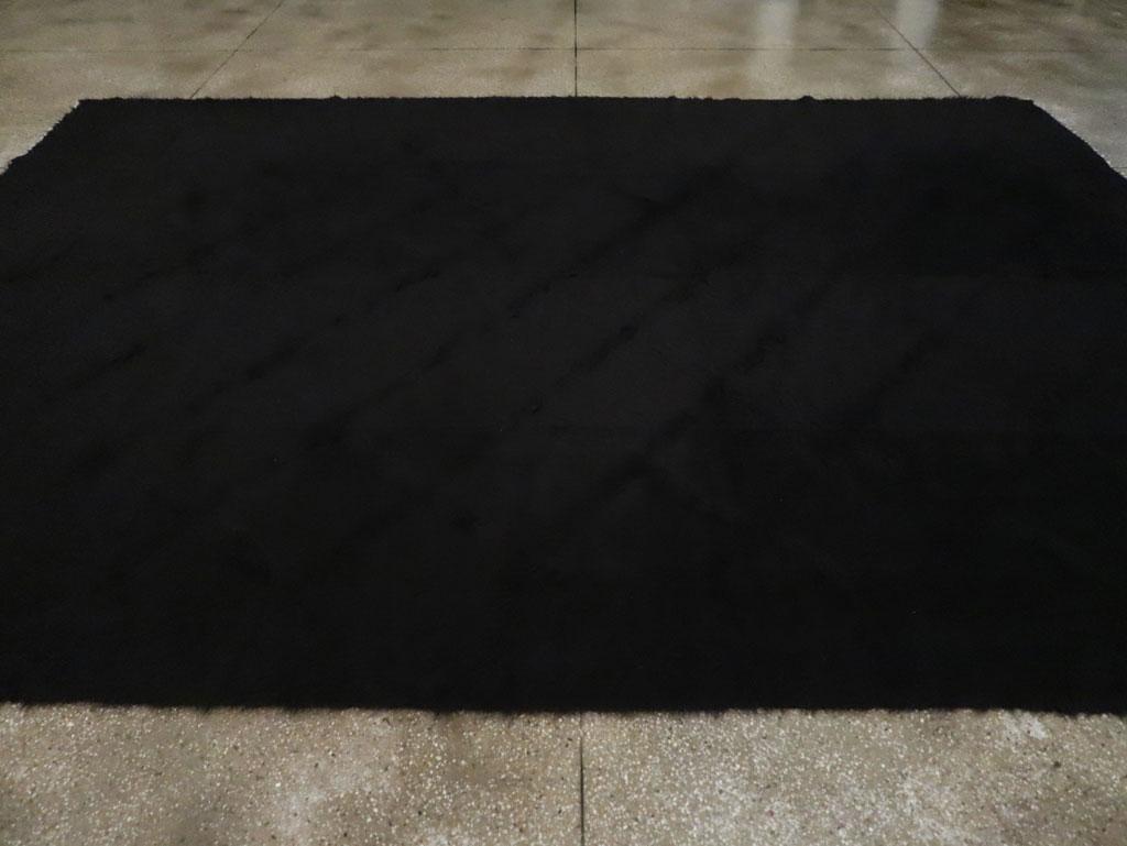 Contemporary Handmade Turkish Mohair Room Size Carpet in Black For Sale 1