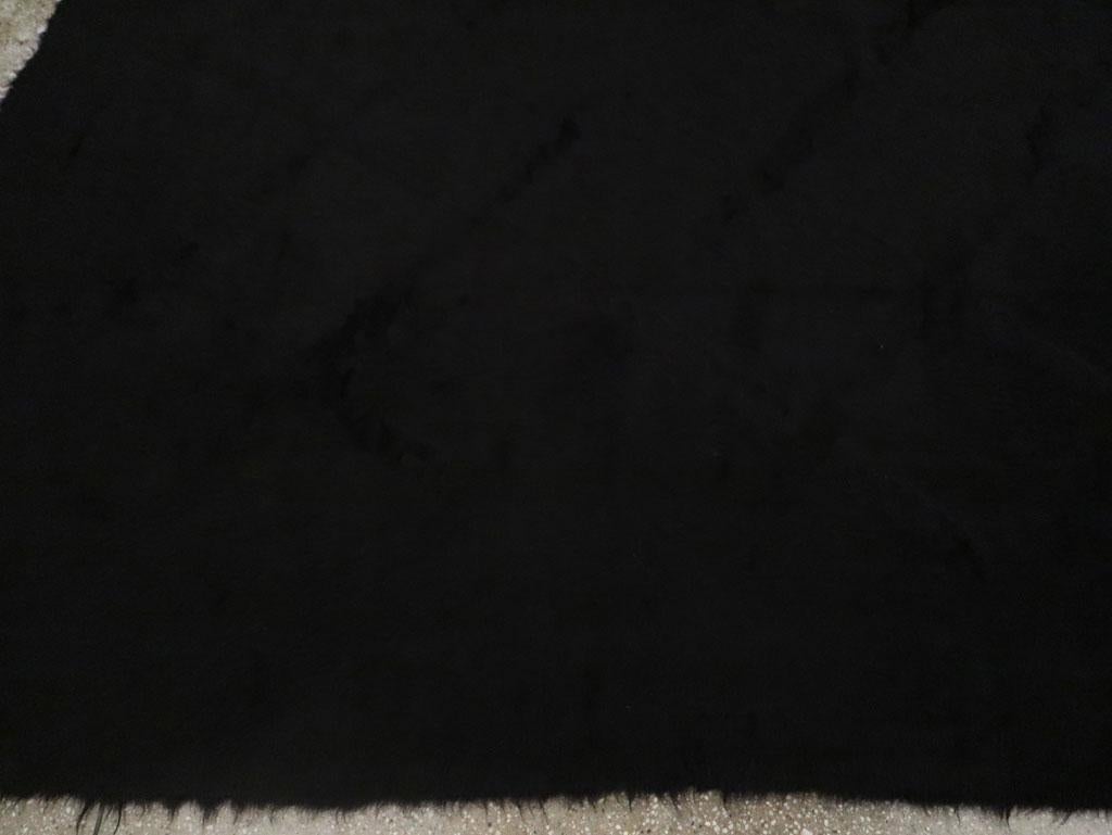 Contemporary Handmade Turkish Mohair Room Size Carpet in Black For Sale 2