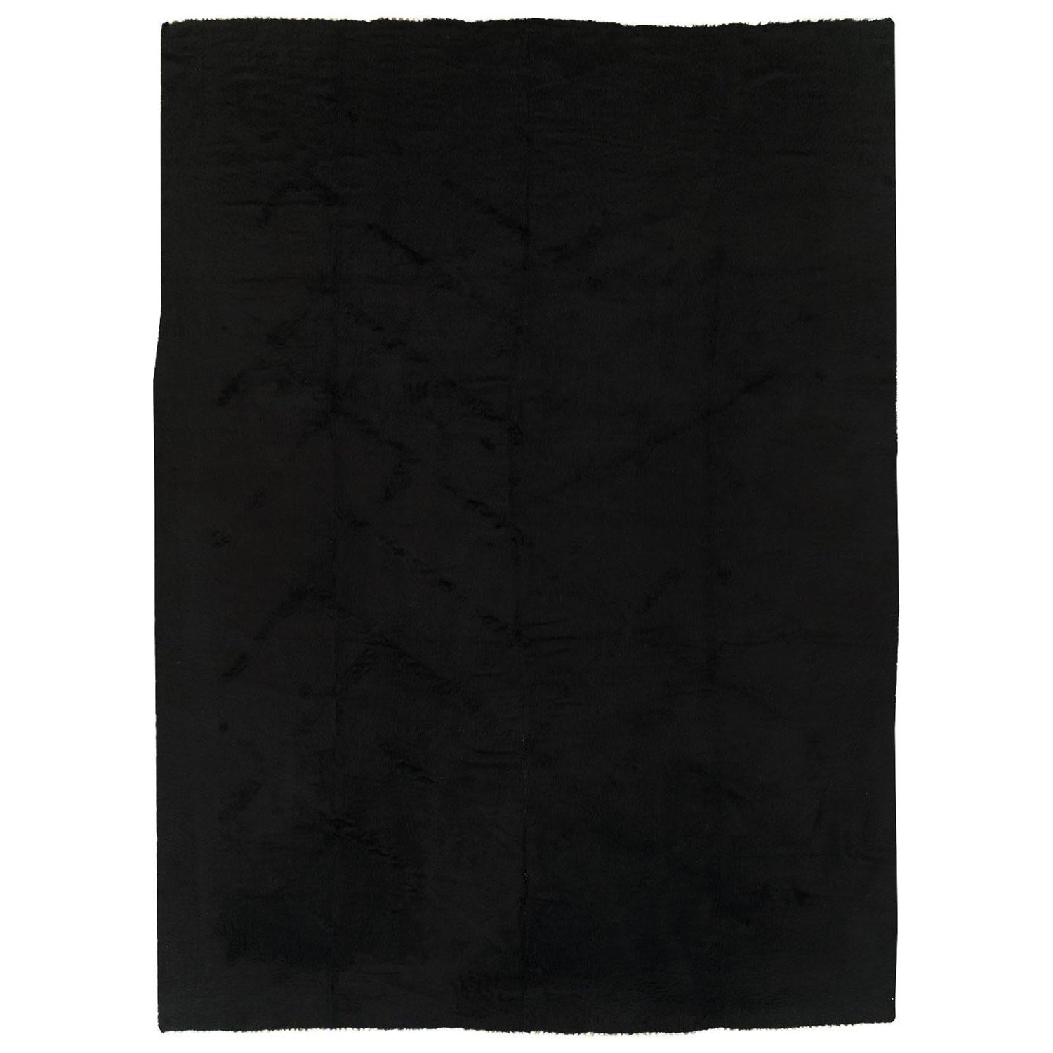 Tappeto contemporaneo fatto a mano in mohair turco di colore nero per la stanza in vendita
