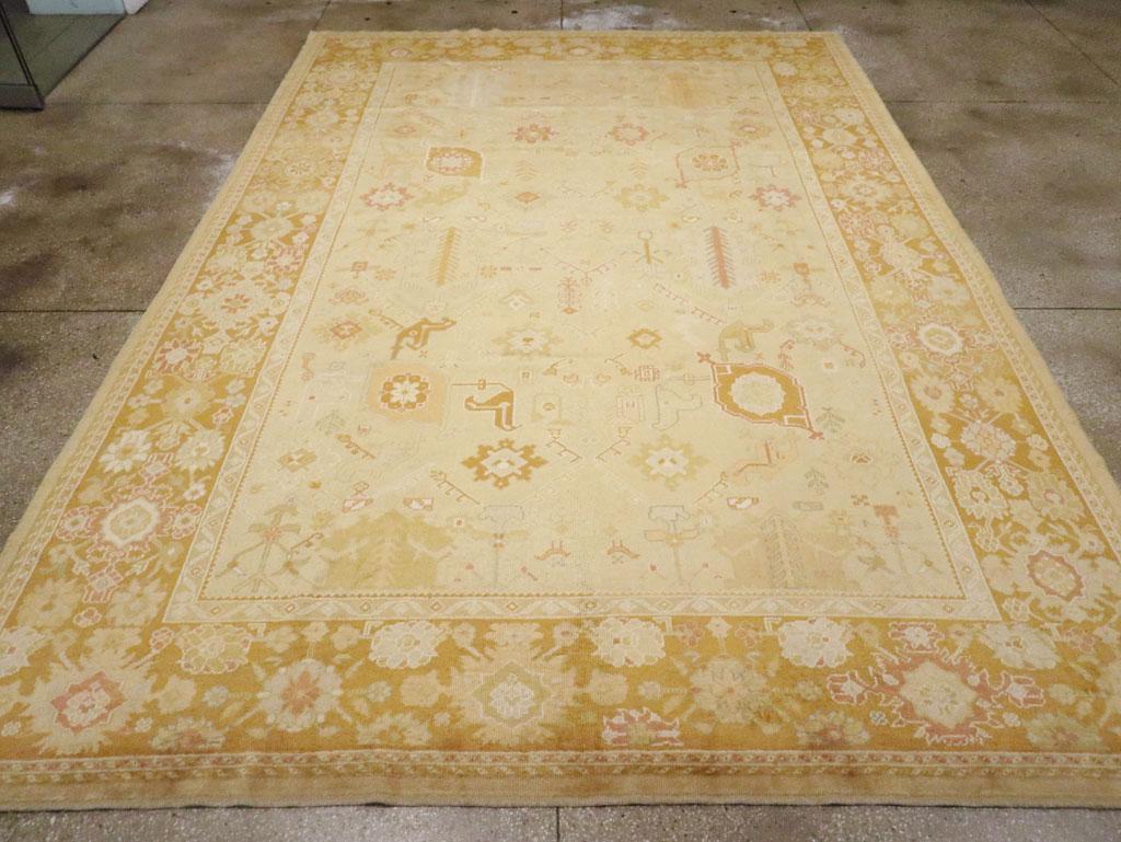 Hand-Knotted Contemporary Handmade Turkish Oushak Room Size Carpet For Sale
