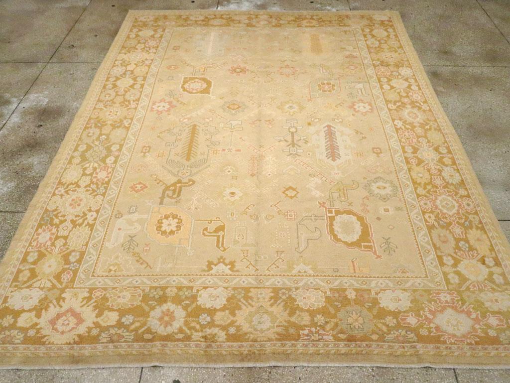 Hand-Knotted Contemporary Handmade Turkish Oushak Room Size Carpet For Sale