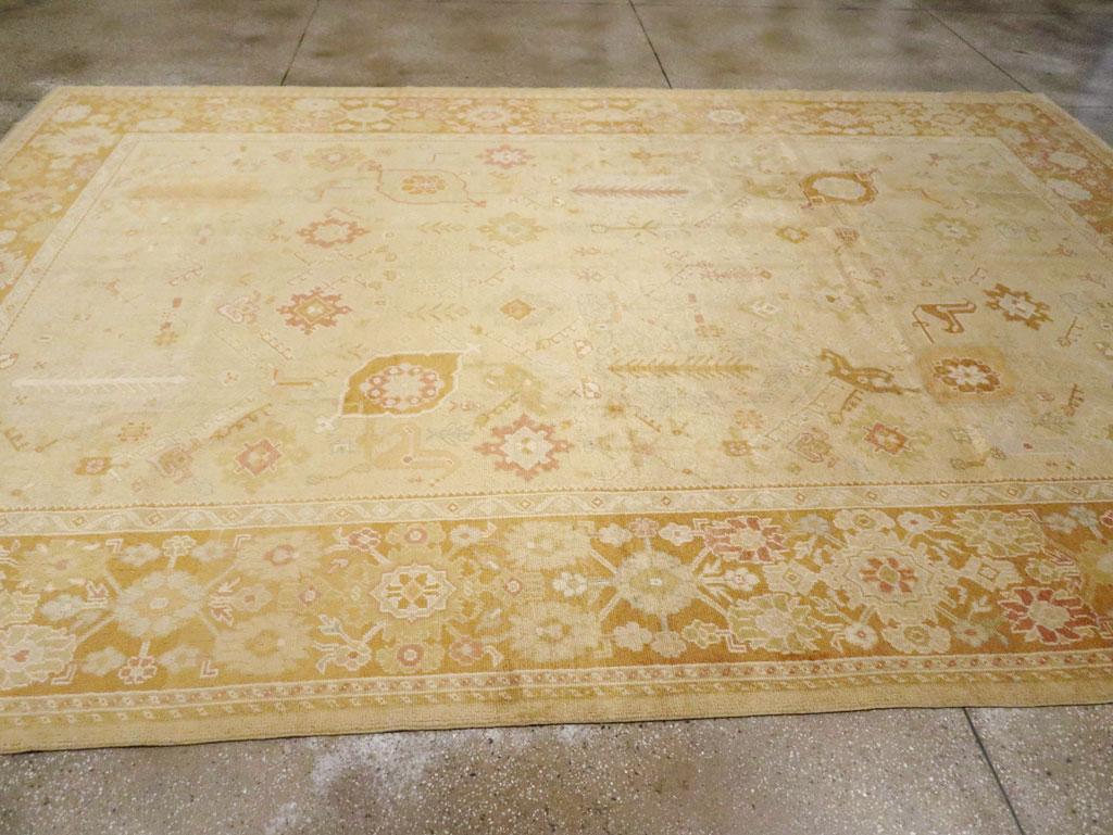 Wool Contemporary Handmade Turkish Oushak Room Size Carpet For Sale
