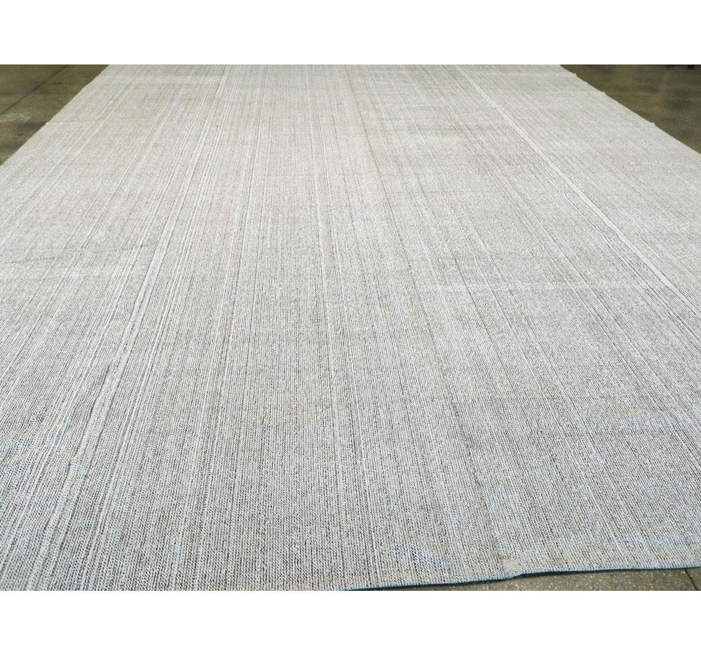 Hand-Knotted Contemporary Handmade Turkish Oversize Rug in White and Brown For Sale