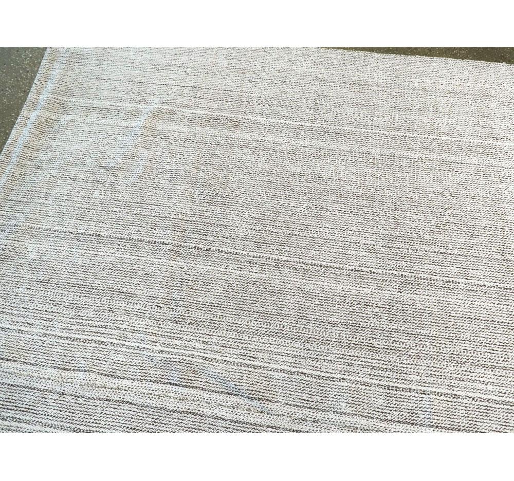 Wool Contemporary Handmade Turkish Oversize Rug in White and Brown For Sale