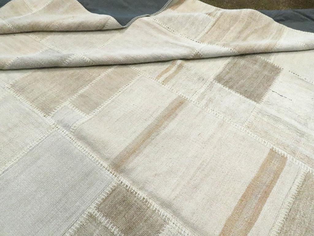 Contemporary Handmade Turkish Patchwork Style Flatweave Kilim Large Carpet For Sale 4