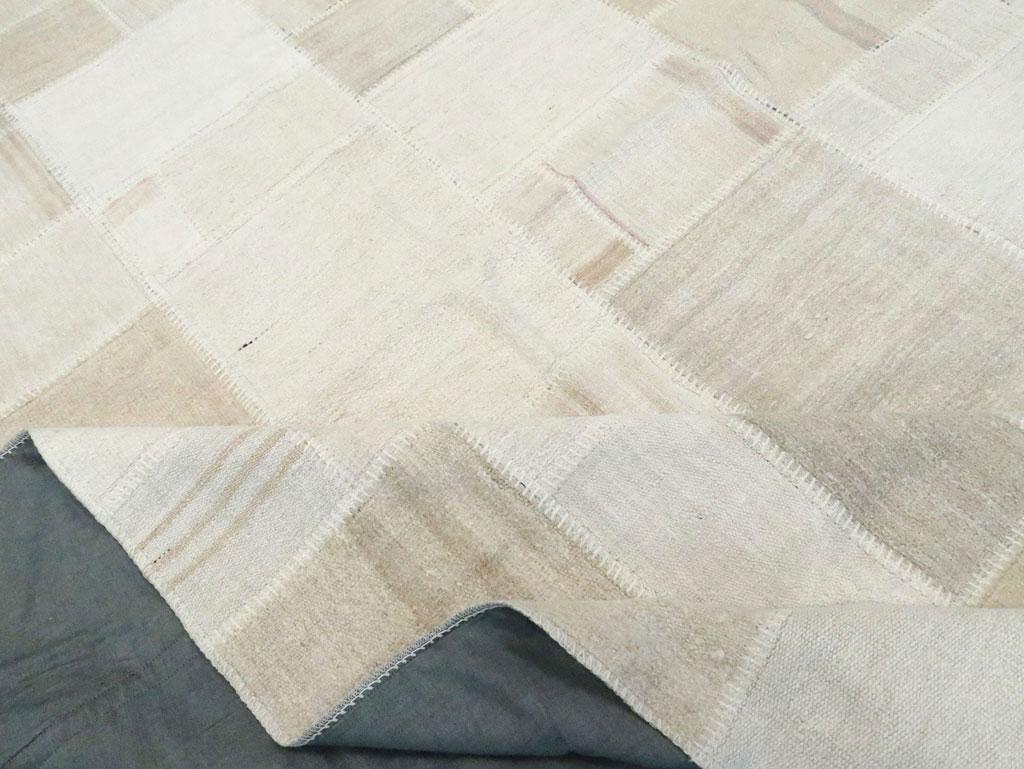 Alfombra turca contemporánea hecha a mano estilo patchwork de tejido plano Kilim grande Lana en venta