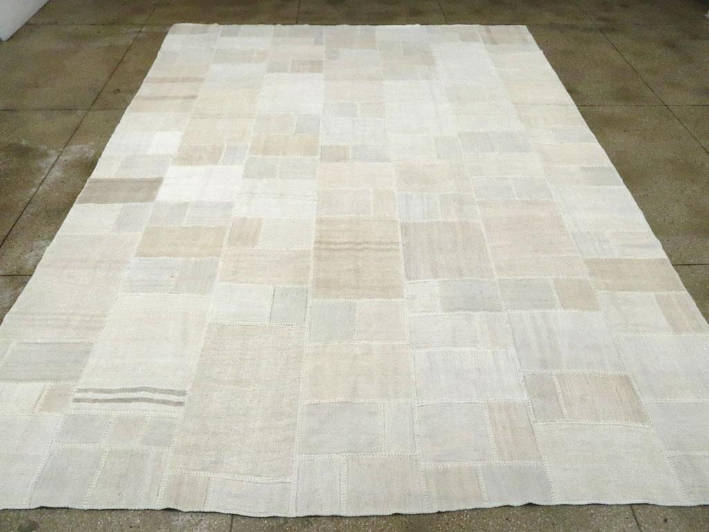 Alfombra turca contemporánea hecha a mano estilo patchwork de tejido plano Kilim Tamaño de la habitación Tejido a mano en venta