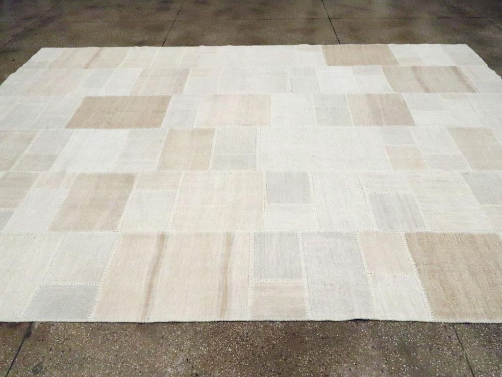 Wool Contemporary Handmade Turkish Patchwork Style Flatweave Kilim Room Size Carpet For Sale