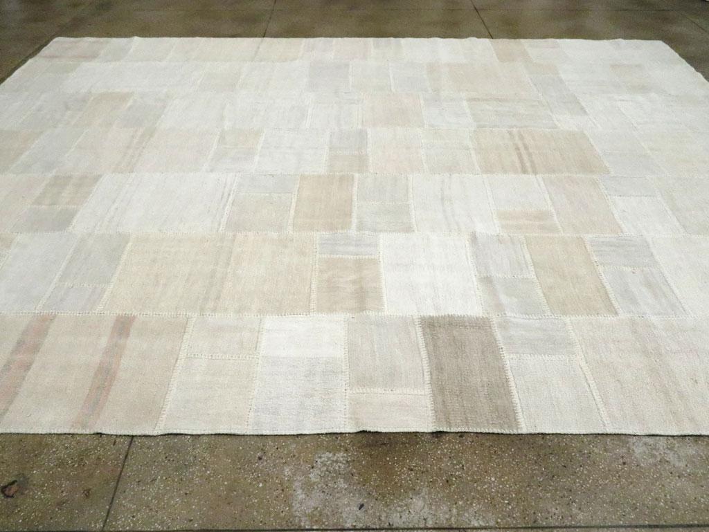 Alfombra turca contemporánea hecha a mano estilo patchwork de tejido plano Kilim Tamaño de la habitación Siglo XXI y contemporáneo en venta