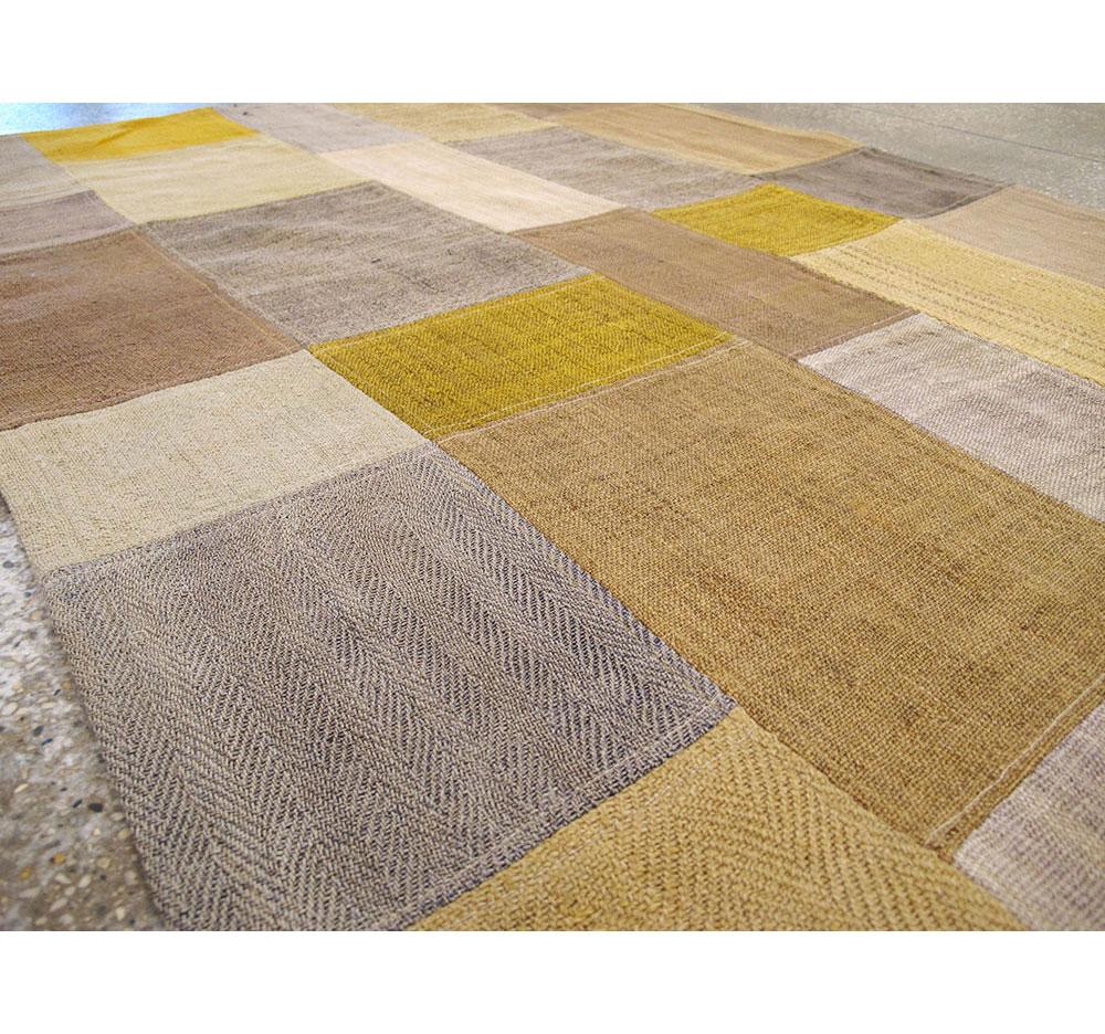 Contemporary Handmade Turkish Patchwork Style Flatweave Throw Rug In New Condition For Sale In New York, NY