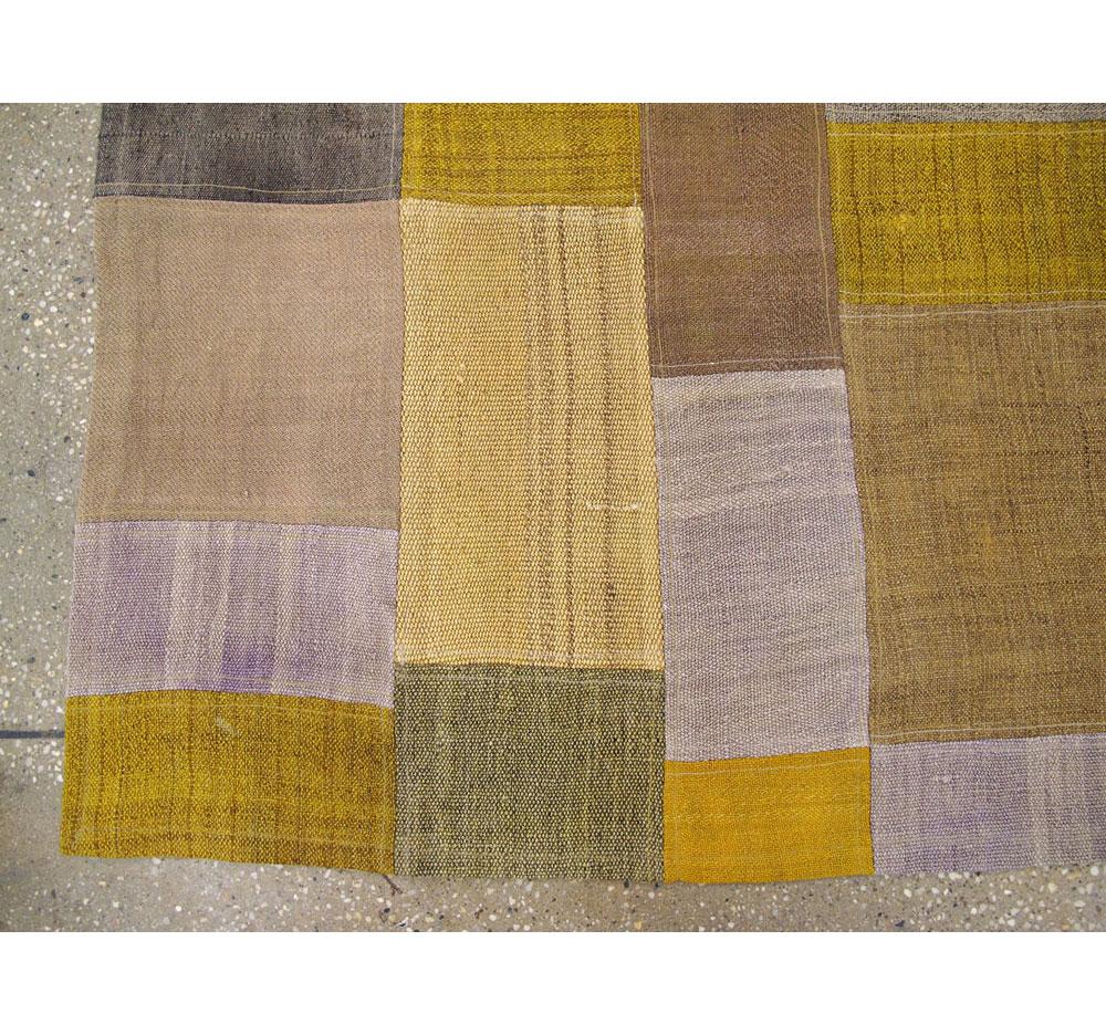Contemporary Handmade Turkish Patchwork Style Flatweave Throw Rug For Sale 1