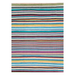 Contemporary Handmade Turkish Room Size Bright Multicolored Flat-Weave Rug