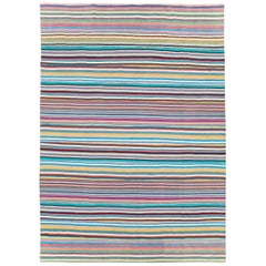 Tapis turc contemporain à tissage plat:: multicolore:: fait à la main:: de la taille d'une pièce