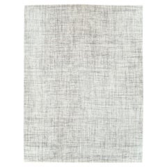 Contemporary Handmade Turkish Room Size Carpet in White & Grey