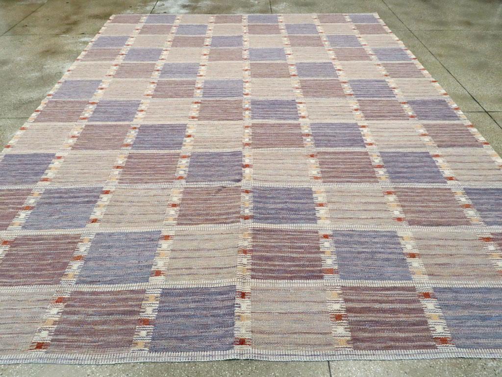 Contemporary Handmade Turkish Room Size Flat-Weave Rug in Pastel Blue and Cream In New Condition In New York, NY