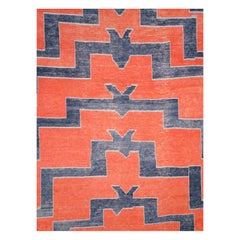 Contemporary Handmade Turkish Shag Large Room Size Rug in Rust