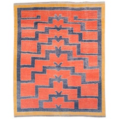 Contemporary Handmade Turkish Shag Large Room Size Rug in Rust