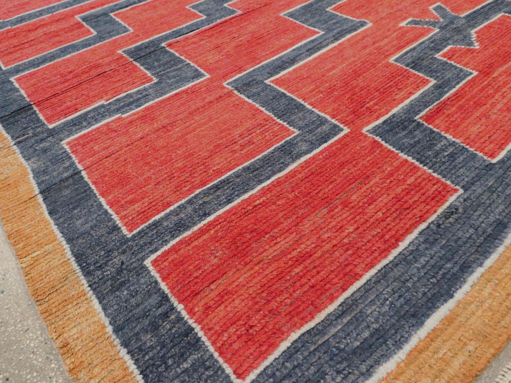 Tapis Tulu Shag turc contemporain, fait main, grand format, rouge rouille en vente 2