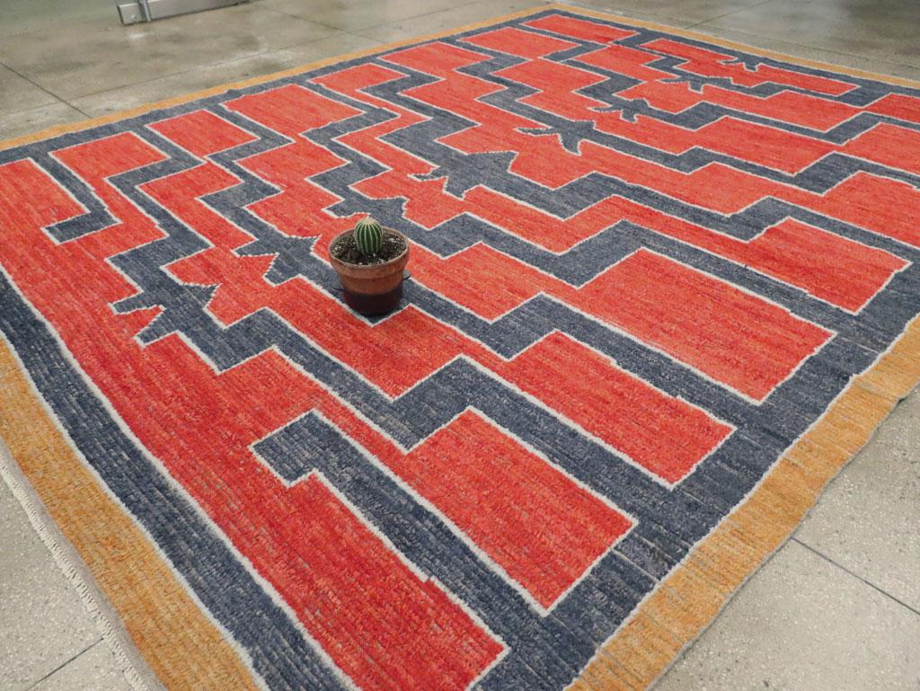 Tapis Tulu Shag turc contemporain, fait main, grand format, rouge rouille en vente 6