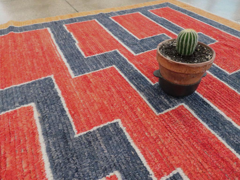 Contemporary Handmade Turkish Tulu Shag Large Room Size Rug in Rust Red For Sale 8