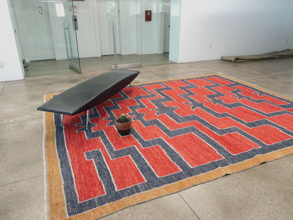 Contemporary Handmade Turkish Tulu Shag Large Room Size Rug in Rust Red im Angebot 11