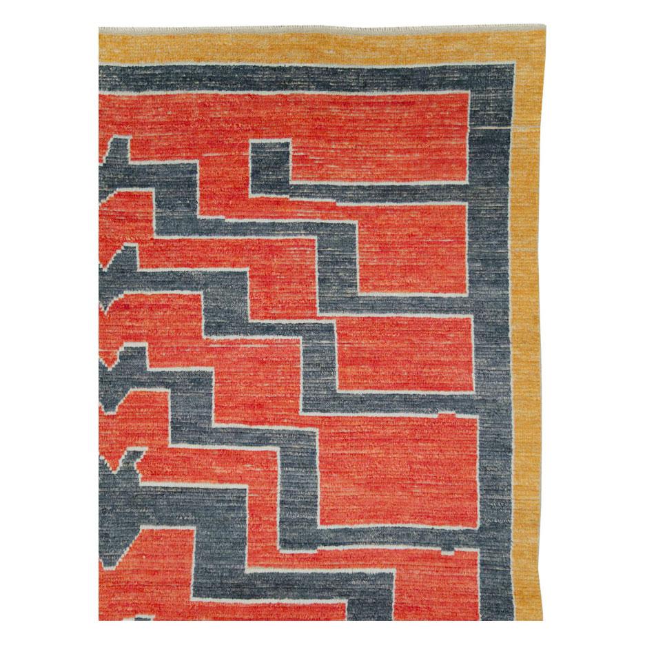 Mid-Century Modern Contemporary Handmade Turkish Tulu Shag Large Room Size Rug in Rust Red For Sale