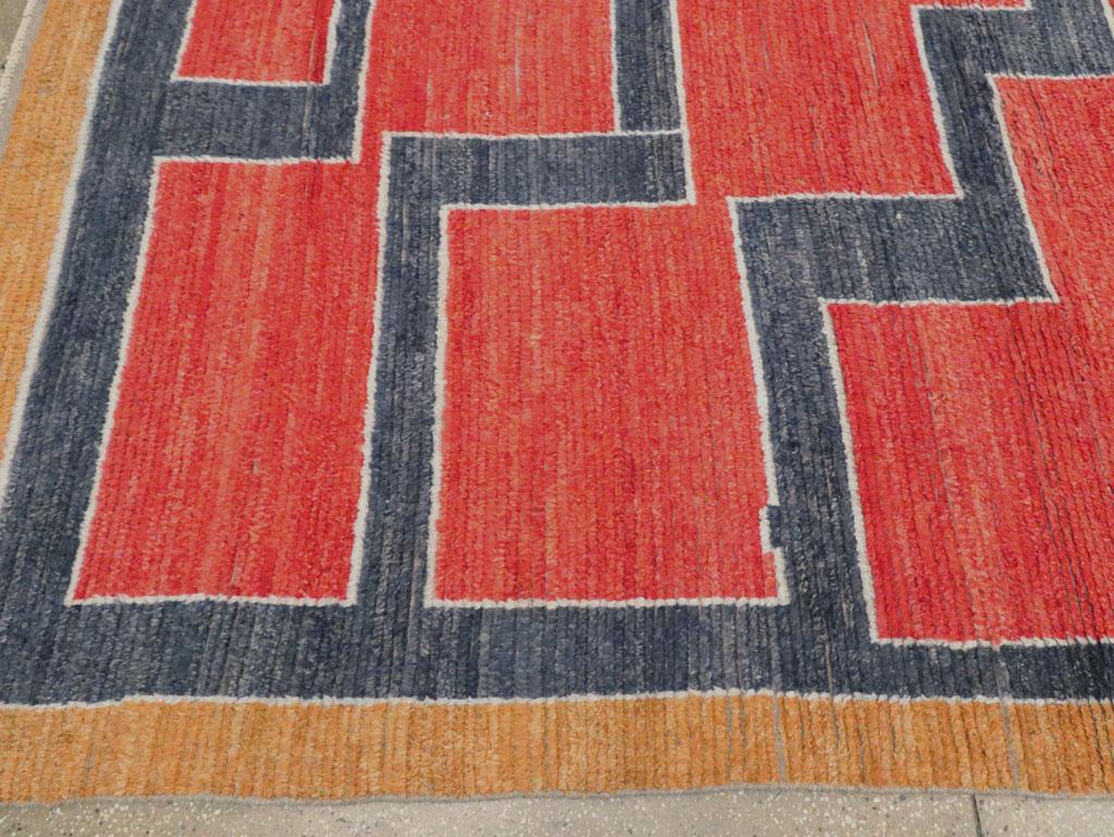 Contemporary Handmade Turkish Tulu Shag Large Room Size Rug in Rust Red im Angebot 1