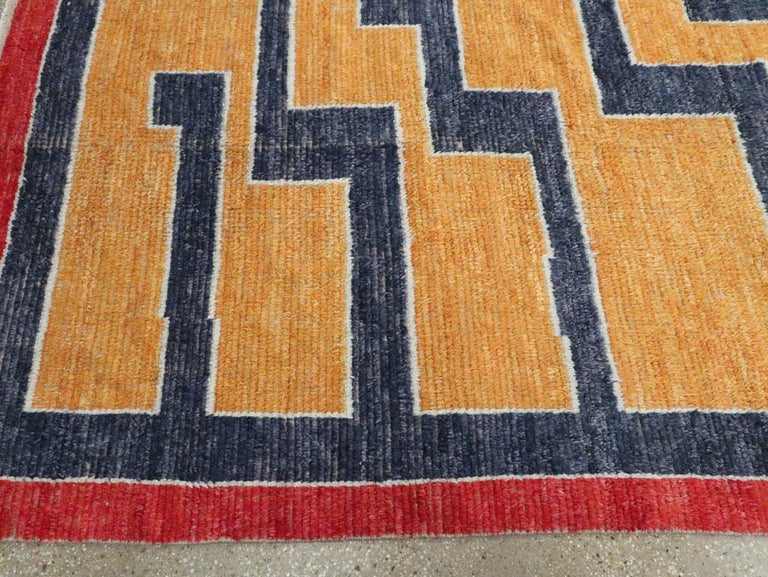 Contemporary Handmade Turkish Tulu Shag Room Size Rug in Mustard Yellow