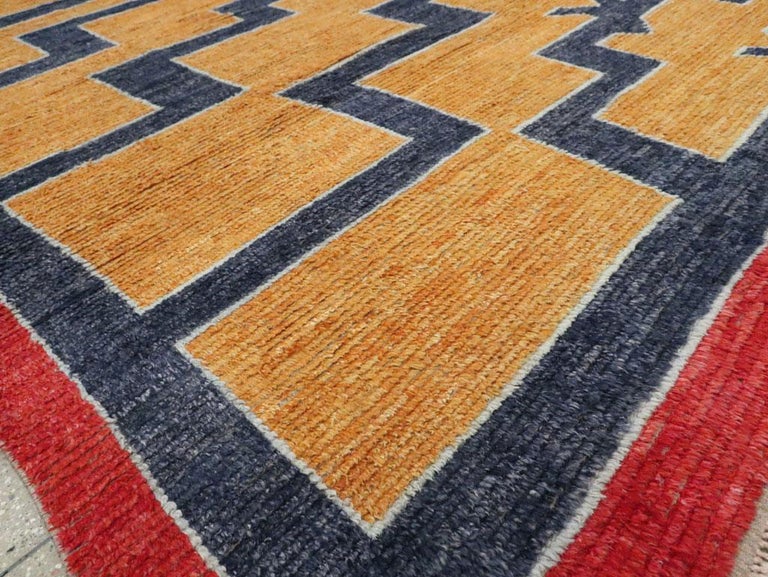 Contemporary Handmade Turkish Tulu Shag Room Size Rug in Mustard Yellow