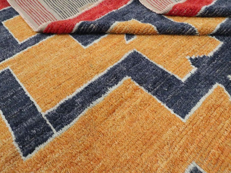 Contemporary Handmade Turkish Tulu Shag Room Size Rug in Mustard Yellow