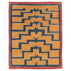 Zeitgenössischer handgefertigter türkischer Tulu Shag-Teppich in Senfgelb in Zimmergröße