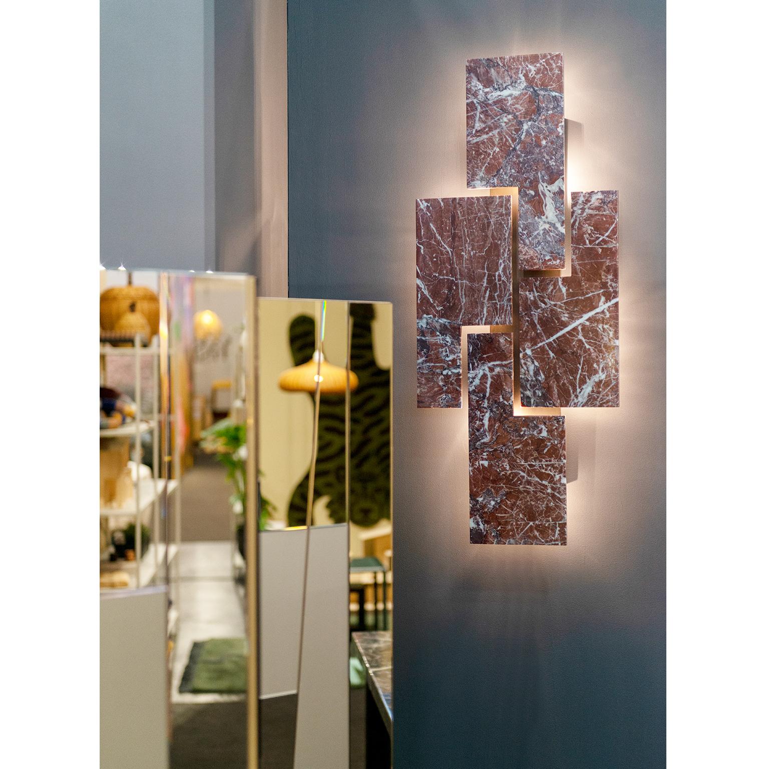 Greek Contemporary Handmade Wall Lamp EGO, Geometric Green Marble Facade by Anaktae For Sale