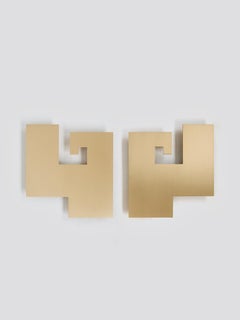 Contemporary Handmade Wall Lamp JUNO with a Geometric Brass Facade by Anaktae