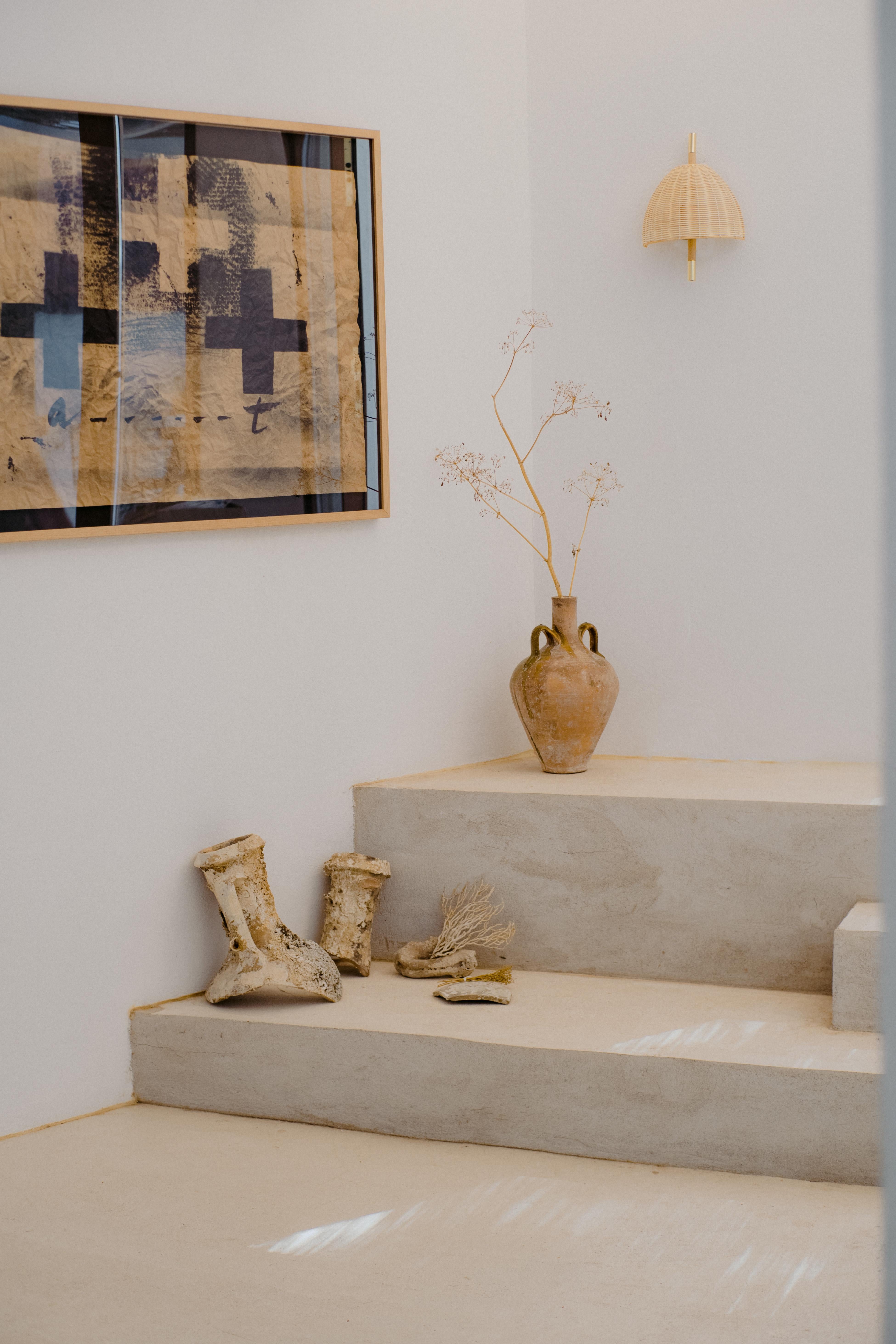XXIe siècle et contemporain Contemporary, Handmade, Wall Lamp, Natural Rattan Brass, Mediterranean Objects en vente