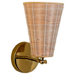 Contemporary, Handmade, Wall Lamp, Rattan Cone, by Mediterranean Objects