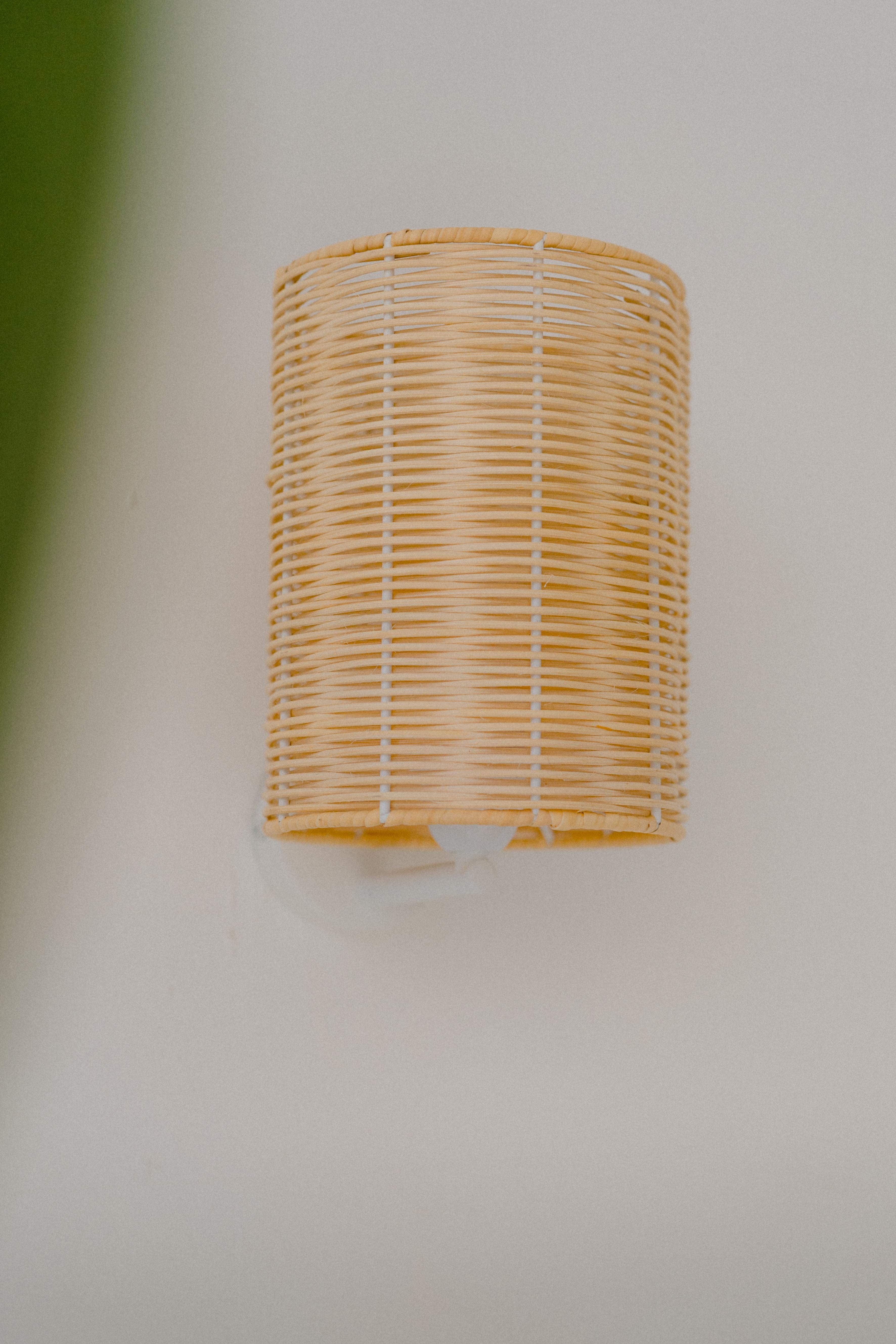 Modern Contemporary, Handmade, Wall Lamp, Rattan Cylinder, by Mediterranean Objects -A For Sale